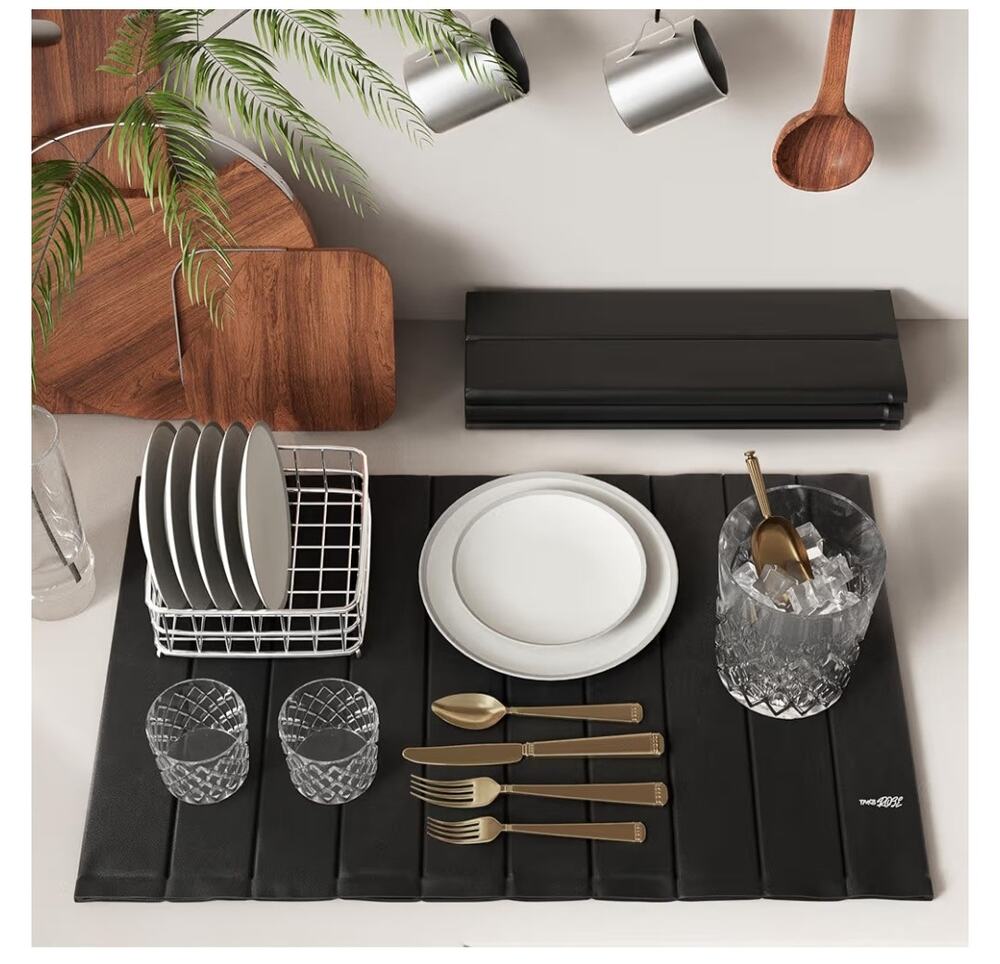 24x16 Stone Drying Mat Kitchen Counter Foldable Diatomite Dish Drying Mat
